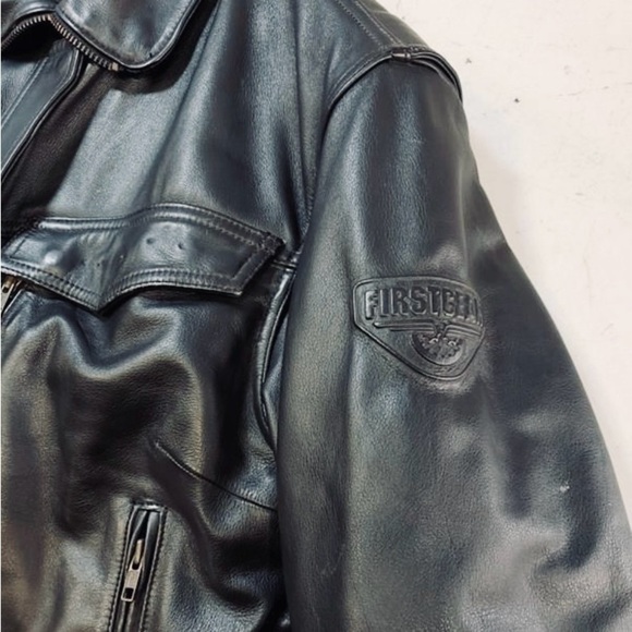 First Gear Scout Leather Thermoliner Motorcycle Jacket, Black, Mens 46 - Picture 8 of 16